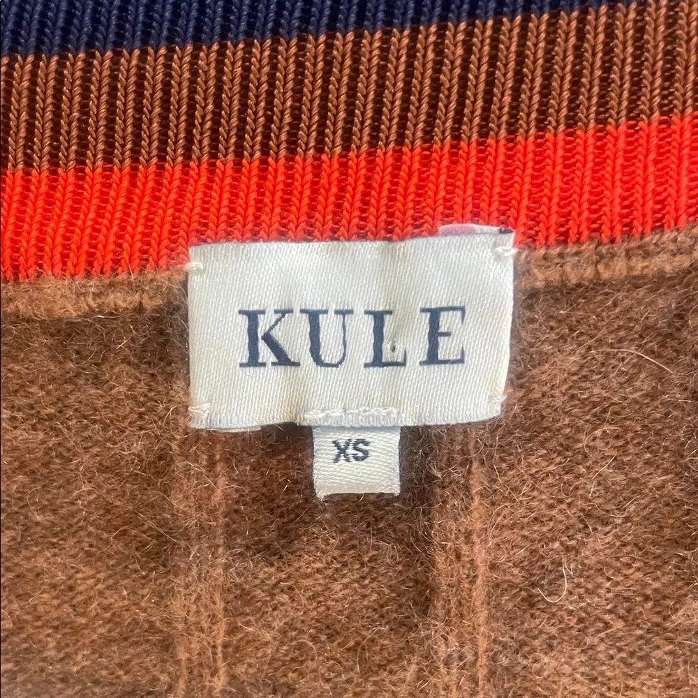 KULE Brown Cardigan with Red and Navy Accents - Picture 3 of 5